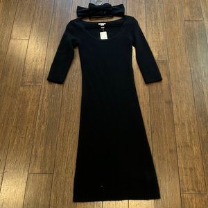 H&M lambs wool and Angora sweater dress with bow tie neck tie. Size 4.